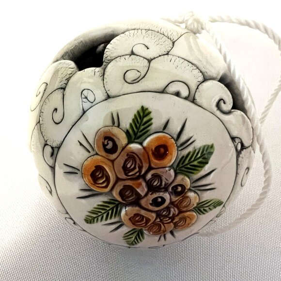 Handcrafted Croatian Ceramic Hanging Ornament with Raised Floral Design – Omiš - Picture 9 of 9